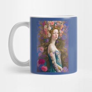 Floral mermaid with yellow eyes Mug